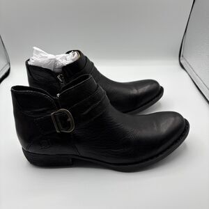 Born Women's‎ Kati Block Heel Leather Boot Black Women’s 6.5 Biker Outdoor